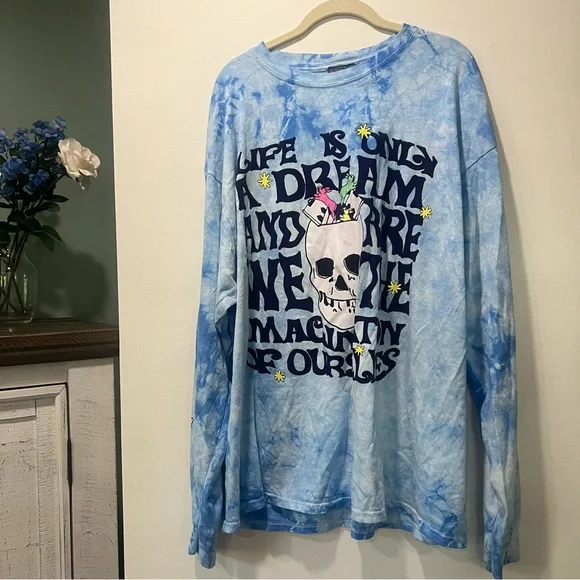 Coney Island Picnic Blue Tie-Dye Long Sleeve Graphic T-Shirt - Size XL - Picture 1 of 8